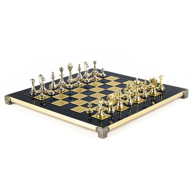 Handmade chess set "Parthenon" with bronze board (36x36 cm) by Manopoulos