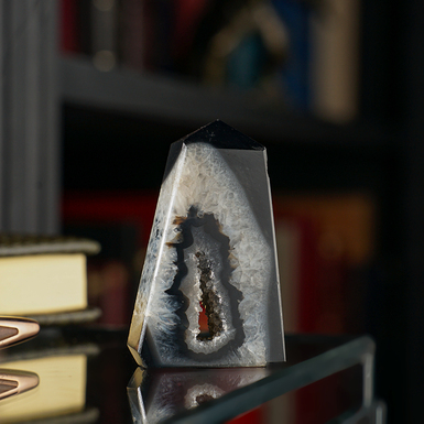 Black Agate and Crystal Tower "Secrecy" by Stone Art Designe (49 g)