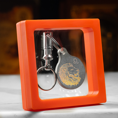 Titanium keychain "Lion" with Swiss carabiner "Victorinox" by Calti