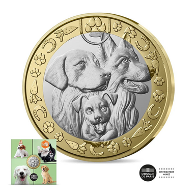 Коллекционная монета "Dog", 5 евро, 2025 год, из серии Любимые животные Франции