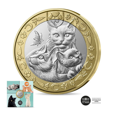 Колекційна монета "Cat", 5 євро, 2025 рік, із серії Улюблені тварини Франції