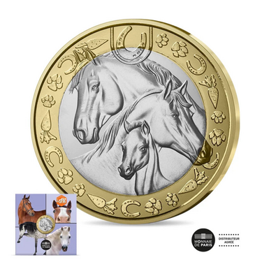 Коллекционная монета "Horse", 5 евро, 2025 год, из серии Любимые животные Франции