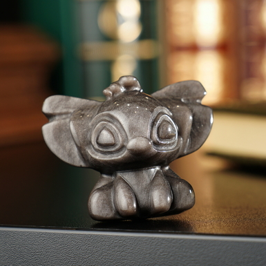 Мініатюрна статуетка Stitch з обсидіану від Stone Art Designe (53 г)