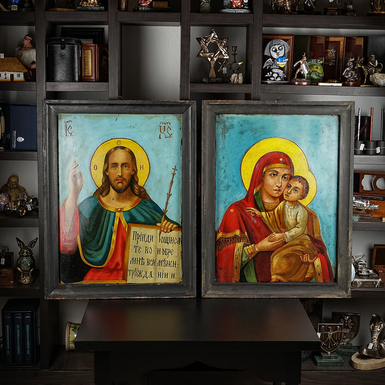 Пара ікон Ісуса Христа та Божої Матері першої чверті 20 століття, Вінницька область (без реставрації)