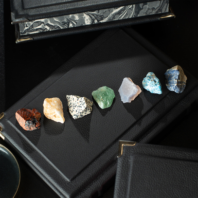 Набір із 7 кристалів "Чакри душі" від Stone Art Designe (апатит, яшма далматин, халцедон із кварцом, жовтий кальцит, содаліт, зелений авантюрин, персиковий обсидіан; 110 г)