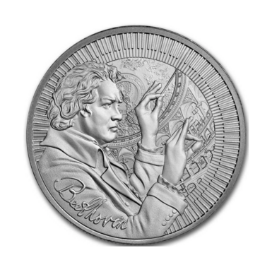 Серебряная монета «Людвиг ван Бетховен» (2 доллара), 2024
