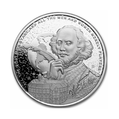 Серебряная монета «Уильям Шекспир» (2 доллара), 2024