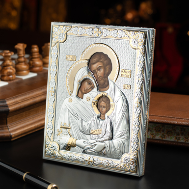 Икона «Святое семейство» с посеребрением и позолотой от Valenti