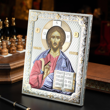 Ікона «Христос» із позолотою та посрібленням від Valenti 