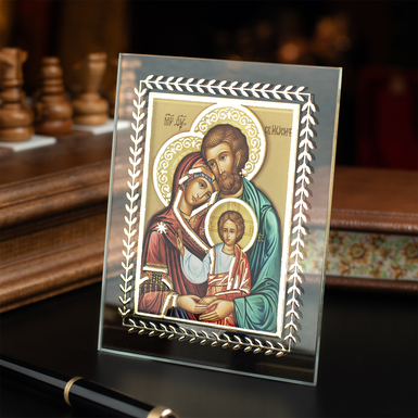 Стеклянная икона «Святое семейство» с позолотой от Valenti