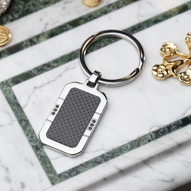 Steel keychain with zircons "Corax" by Sovrani