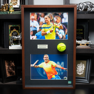 Автограф теннисиста Александра Долгополова на теннисном мяче из собственной коллекции коллекционера Николая Оскомы