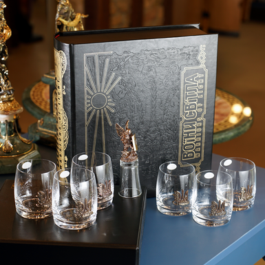 Подарочный набор для виски "Воины света" из 6 бокалов, 1 "штрафная" в комплекте