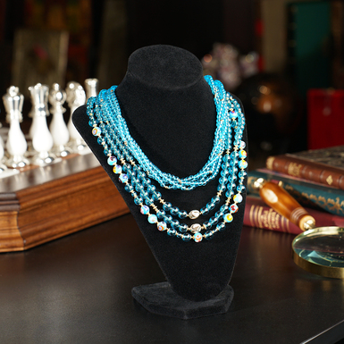 Glass necklace "Blue fish"