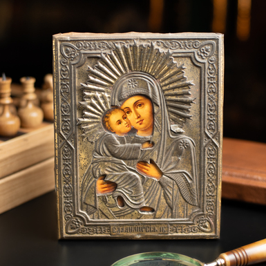 An antique icon of Our Lady of Vladimir from the late 19th – early 20th century (without restoration)