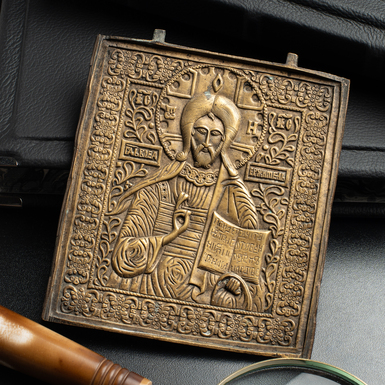 An antique icon of Jesus Christ from the second half of the 19th century, central regions of Orthodoxy (without restoration)