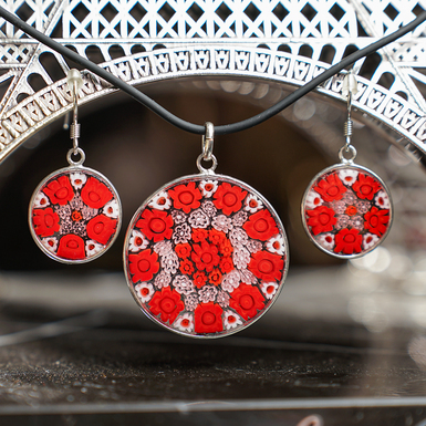 "Sereno" Murano glass pendant and earring set