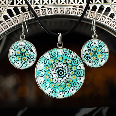 Набор кулон и серьги "Tiffany" из муранского стекла