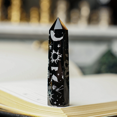 Обелиск из обсидиана с символами Night от Stone Art Designe (35 г)