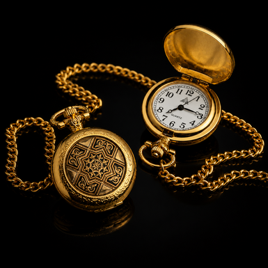 Anframa "Aeternum" gold-plated Damascus steel watch pendant
