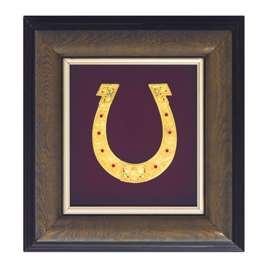 Collage "Horseshoe" made of wood, enamels and crystals