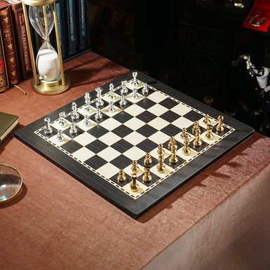 "Sequence" chess set with wooden board and gold and silver-plated pieces from ITALFAMA