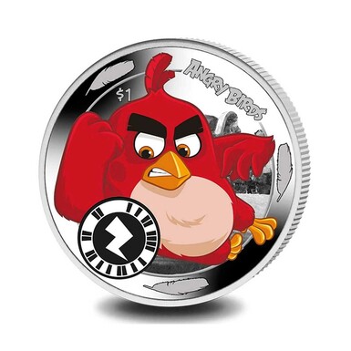 Монета из криптоникеля "Angry Birds Red", 1 доллар (2018)