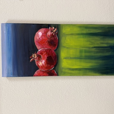 Painting "Pomegranates on Green" by Tatyana Khytroya