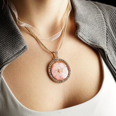 Necklace "Flower" made of real rose in epoxy resin