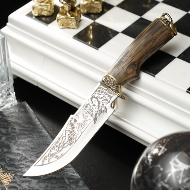 Knife with engraving "Scorpio" in a leather case from GRAND