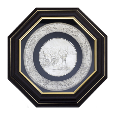 Silver-plated painting "Deer Hunting"