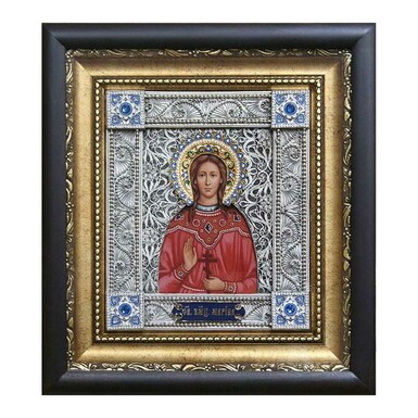Ікона "Свята великомучениця Марина" (художній розпис металом, емалі, каміння Swarovski, скань)