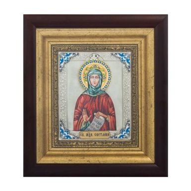 Icon "Holy Martyr Svetlana" made of copper, enamel and silver plating