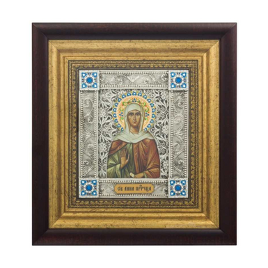 Icon "Saint Anna the Prophetess" made of copper, enamel and silver plating