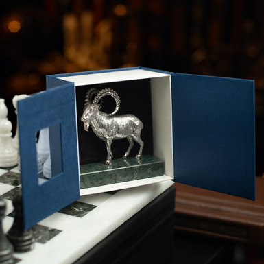 Посеребренная статуэтка "Год Козы" из латуни Pandora на мраморной подставке от UKRAINIAN SCULPTURE