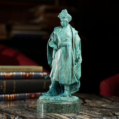 Bronze and marble statuette by Alexander Kuzmin "Cossack Colonel"