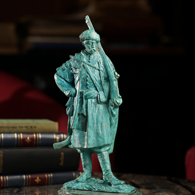 Bronze and marble statuette by Alexander Kuzmin "Registered Cossack"