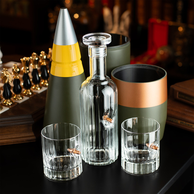 Набір для віскі "Replica Artillery Mini-Bar 155 mm" з 2 келихами та графіном 