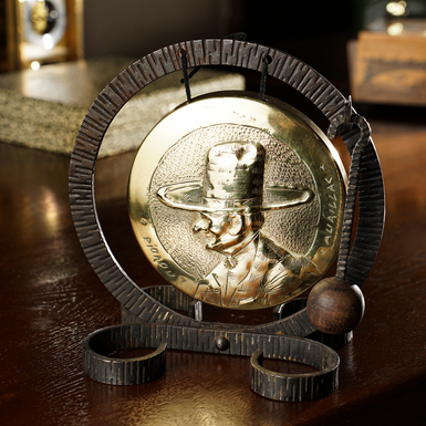 Antique brass dining gong, France, 1970s