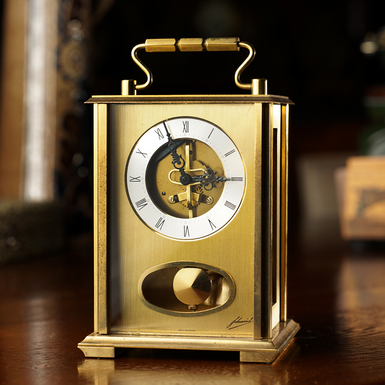Brass mechanical carriage clock by Hermle, Germany, mid-20th century