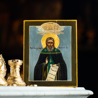Ancient icon of the Venerable Alexander of Svir from the last quarter of the 19th century