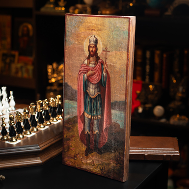 Icon of Saint John the Warrior with a cross