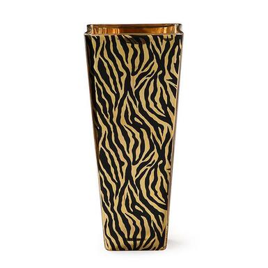 Vase made of Italian Golden Zebra glass with gold plating by Cre Art