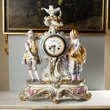 Антикварные каминные часы в стиле Meissen (Германия, к. ХIХ ст.)