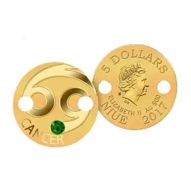 золотая монета-браслет «Zodiac Cancer» аверс и реверс