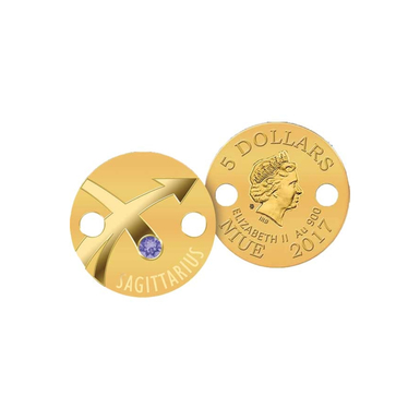 Коллекционная золотая монета-браслет «Zodiac Sagittarius» реверс и аверс.jpg
