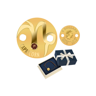 Коллекционная золотая монета-браслет «Zodiac Capricorn» монеты и футляр.jpg