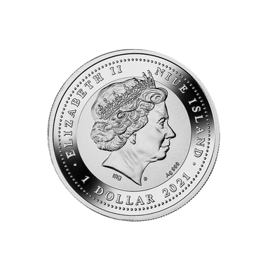Колекційна срібна монета «Sun scarab» Ніуе 1 долар 2021 рік аверс.jpg