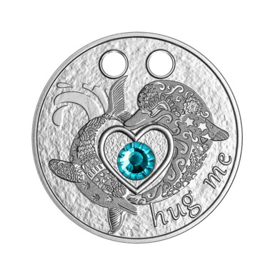 серебряная монета-кулон с кристаллом любовь
