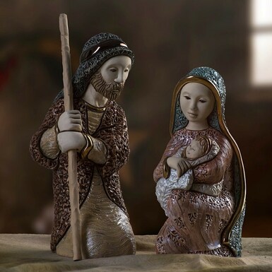 Фигурка с позолотой "Святая ночь - Иосиф и Мария" от De Rosa Rinconada